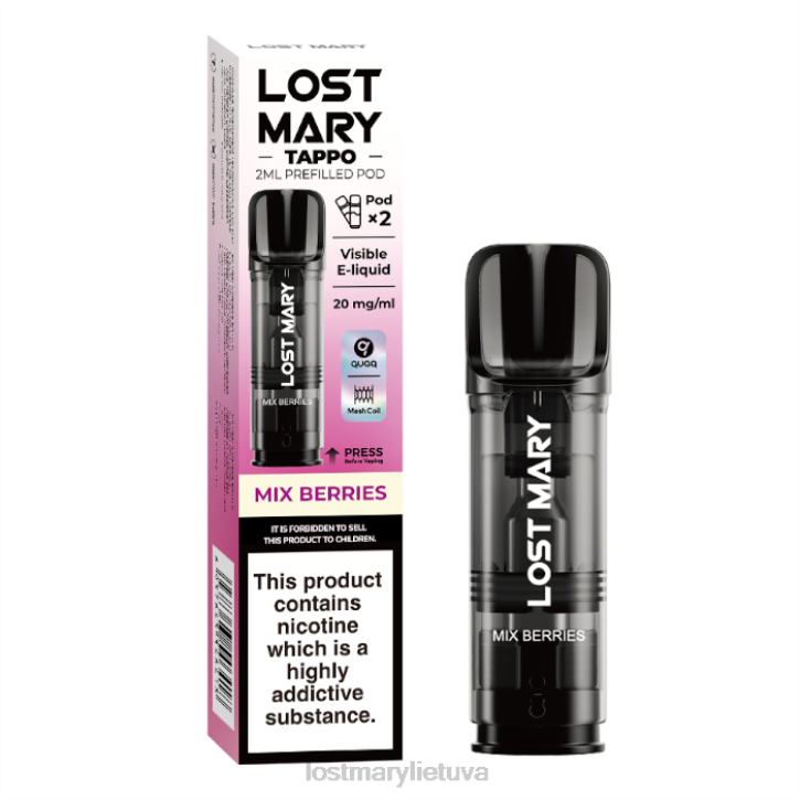 prarastos Mary Tappo užpildytos ankštys - 20 mg - 2 vnt sumaišykite uogas | LOST MARY Vape Puffs Z4JV183
